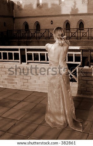 Sepia wedding bridal open back dress