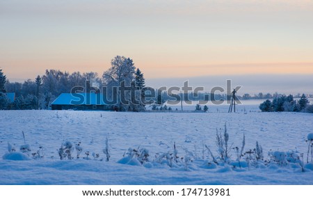 Image of winter sunset in the countryside