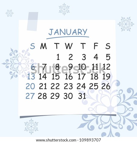 Calendar 2013 January Stock Vector Illustration 109893707 : Shutterstock