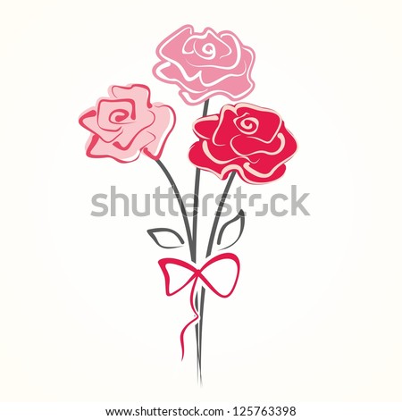 Cute bouquet of flowers. Vector illustration with roses.