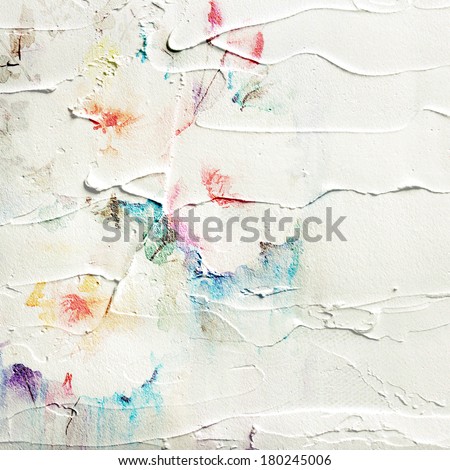 Paint background. Picture with floral bouquet. Painted canvas.