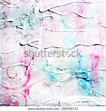 Paint floral background. Picture with floral bouquet. Painted canvas.