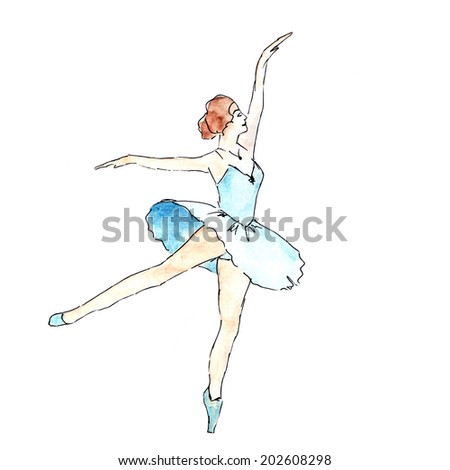 Ballerina. ballet dancer. Watercolor card with dancer.