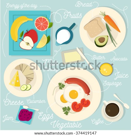 Healthy breakfast vector set