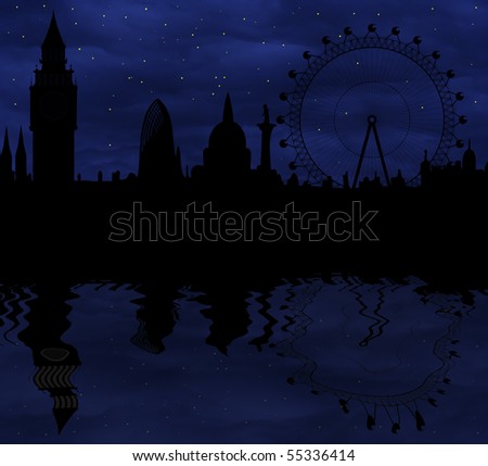 london eye skyline. stock photo : London skyline