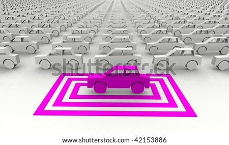stock photo : Car concept - pink car targeted in squares.