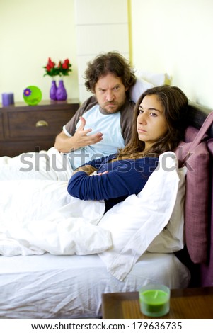 Couple in trouble bad relationship in bed