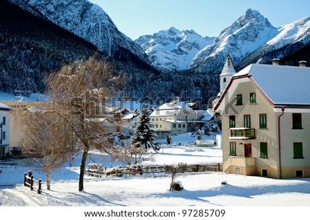 Fantastic small village in Switzerland in the winter, looks like magic, peace and freedom have found home