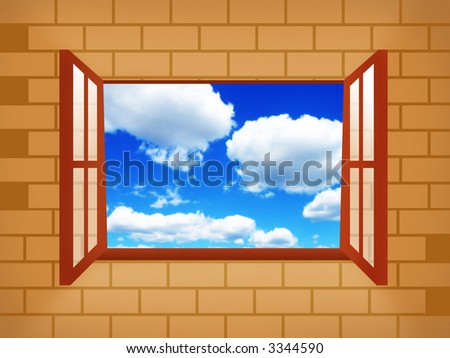 Window illustration with sky