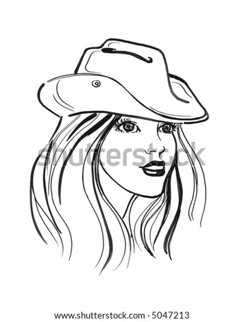 bride woman in cowboy  hat