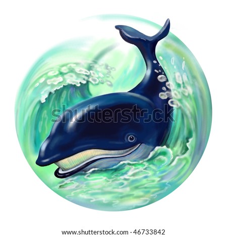 blue whale clip art. stock photo : Cheerful lue