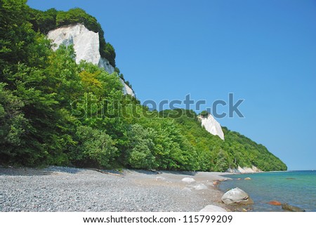 the famous Chalk Cliffs of Ruegen Island,here the Kings Chair and Victoria Sight,Baltic Sea,Germany