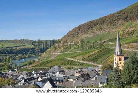 Wine Village of Senheim at Mosel River near Cochem,Germany