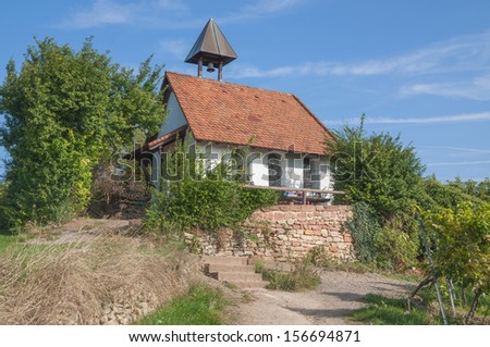 Michael`s Chapel in Vineyard of Bad Duerkheim at german Wine Route,Rhineland-Palatinate,Germany