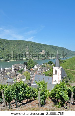 Wine Village of Assmannshausen near Ruedesheim,Rheingau,Rhine River,Germany