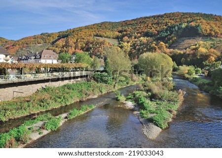 Wine Village of Rechin Ahr Valley at Ahr River near Bad Neuenahr,Rhineland-Palatinate,Germany