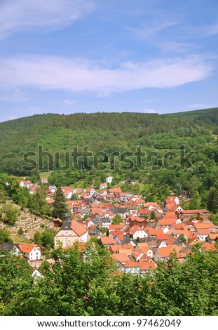 typical Village in the Thuringian Fiorest near Oberhof,Thuringia,east Germany,Germany