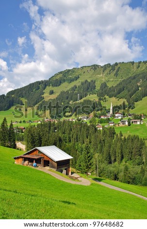 View into the Kleinwalsertal near Riezlern,Vorarlberg,Austria
