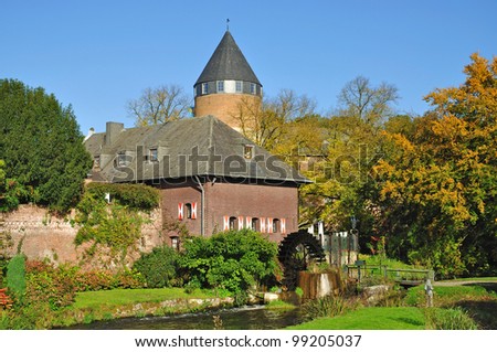 the Watermill and Castle of Brueggen at Lower Rhine,Germany