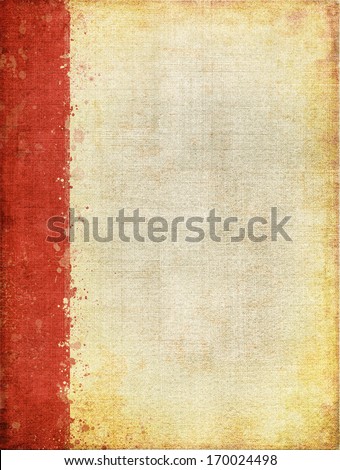 A vintage cloth book cover with a distinct screen pattern and grunge background textures.  Image displays a red margin on its left side..