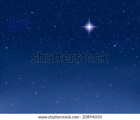 A shining star against a star field background with blue tones.