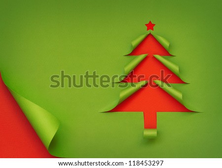 Christmas tree created from curled paper
