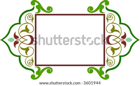Colorful oriental ornament with rectangular white label to fill with some text