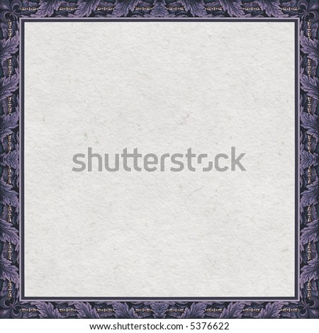 Square baroque frame with watercolor paper background