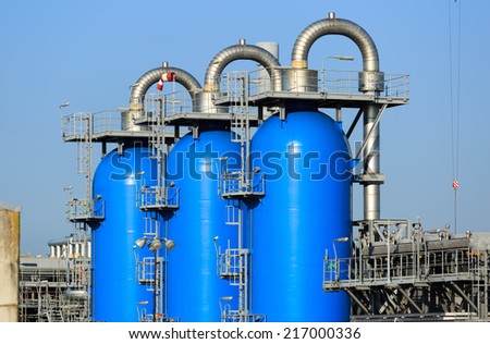 Tanks of gas processing and storage factory.