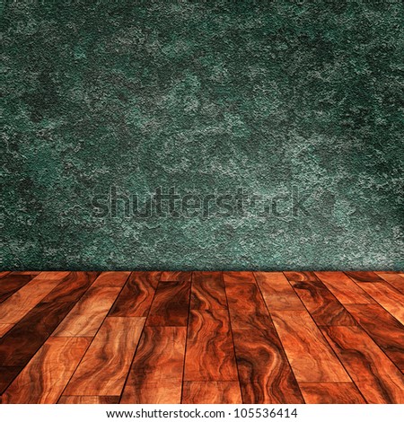 aged empty room with wooden floor
