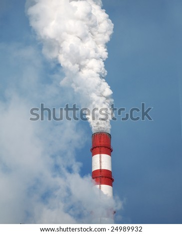Chimney at the energy station in the winter