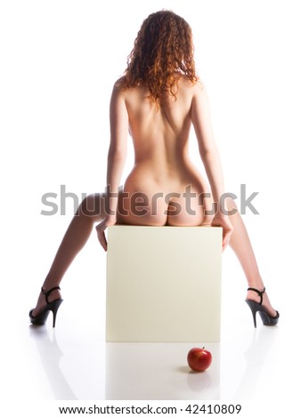 stock photo Naked beautiful woman on a white background