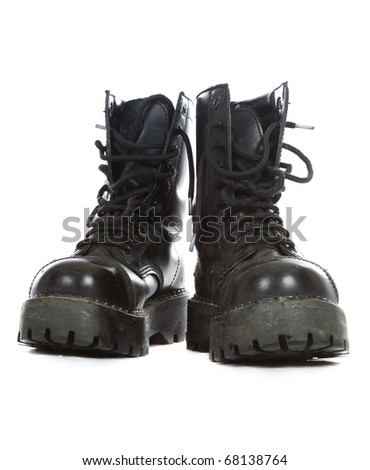 The high black boots on a white background