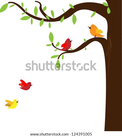 Bird Tree Vector - 124391005 : Shutterstock