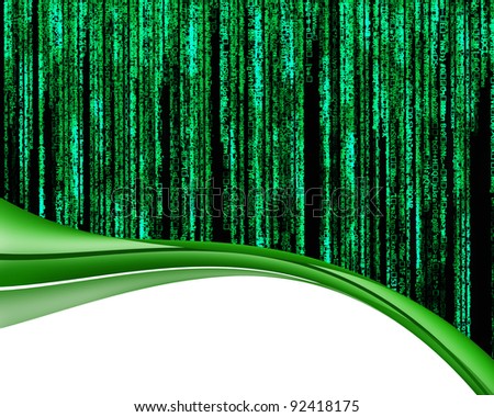 Letter code by the long green matrix background