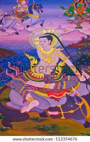 BANGKOK, THAILAND - MAY 10: Ancient Mural painting of the ordaining Buddha in Wat Soithong on May 10, 2012. Wat Soithong is a famous temple in Thailand and open free for travelers to photograph.