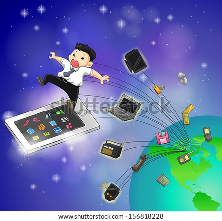 IT technology generations is moving to fast and people can't keep up with it, create by vector