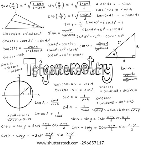 Trigonometry Law Theory And Mathematical Formula Equation, Doodle ...