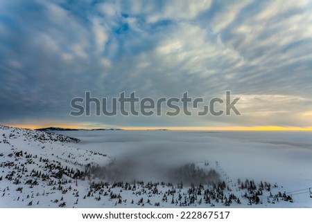 Mountain above the clouds. Ukraine