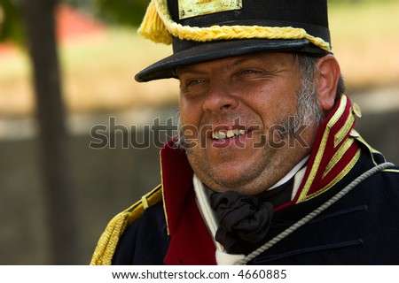 Army officer from a War of 1812 battle re-enactment.