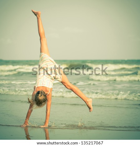 Beautiful Girl Having Fun At Beach