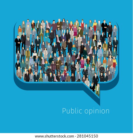 A large group of people in shape of chat bubble. Flat design vector illustration