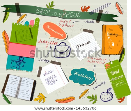 Back to school scrapbooking poster Vector illustration EPS10 Back to school scrapbooking poster Vector illustration EPS10