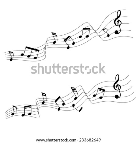 Two music notes in wave style A vector illustration Two music notes in wave style A vector illustration
