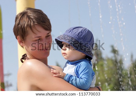 Portrait of family at a water park