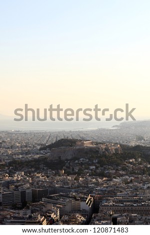 View over Athens city from Mount Lycabettus in summer, Greece