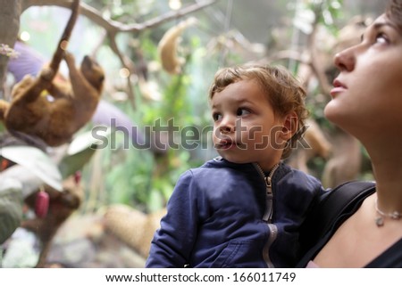 Family in zoological museum in Moscow, Russia