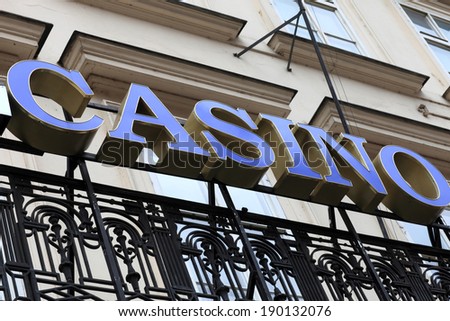 Casino signboard on the wall of a building