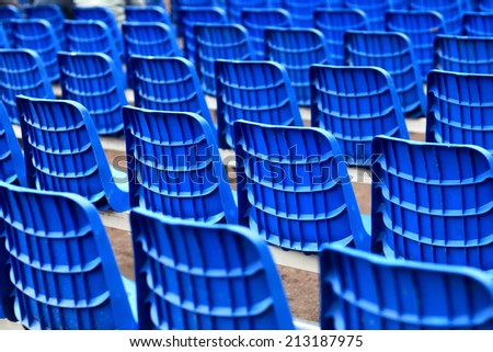 Blue seats of the outdoor concert hall
