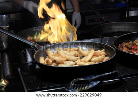 Cheese stuffed bread sticks in a pan at the buffet
